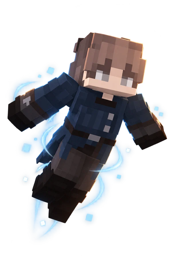 Character flying with a blue glow